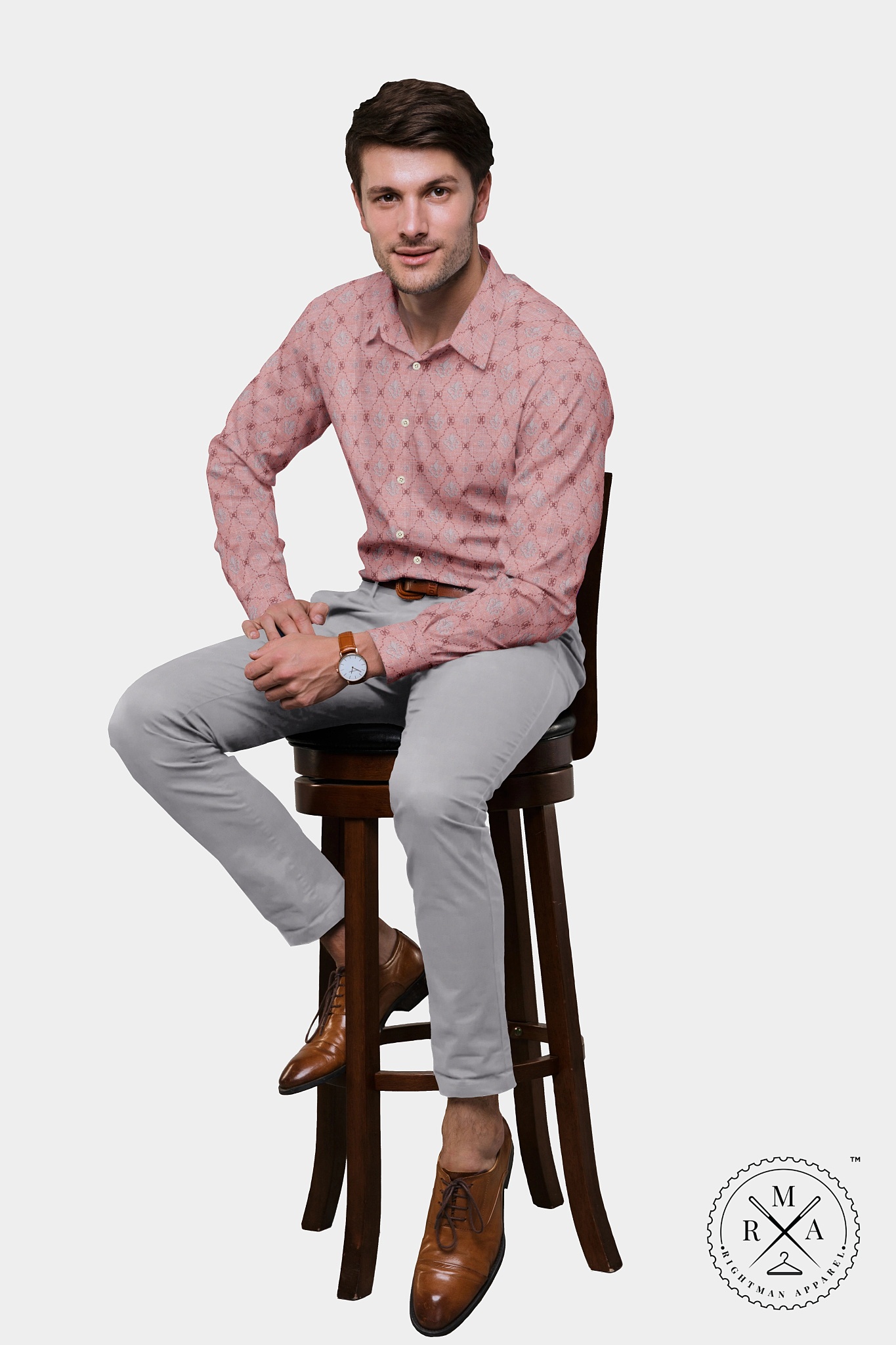 Peach Digital Print Linen Shirt SH318